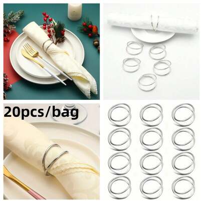 20pcs/12pcs/6pcs/4pcs/2pcs Metal Napkin Rings, Simple Alloy Napkin Rings For Wedding, Party, Banquet, Buffet Table