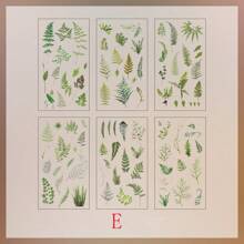 6 hojas de pegatinas base de material decorativo de PVC con diseño de plantas y flores vintage para diario de cuentas, etiquetas de álbumes de recortes, anotaciones de diario, papelería, álbunes de teléfono y planificador - Multicolor - Ver 9