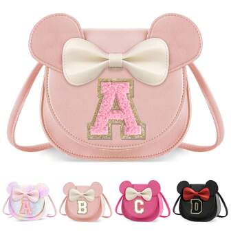 Toddler Purse Little Girl Purses For S 1 2 3 4 5 6 7 8 Year Old Birthday Gifts,Cute Bow Purses Crossbody Shoulder Bag,Personalized Initial Glitter Letter Coin Purse,Christmas Gifts