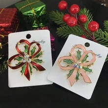 1 szt. Romantyczna, urocza, emaliowana różowa wstążka z kokardą i kryształkami, broszka na Boże Narodzenie i Walentynki, akcesoria i biżuteria dla kobiet - Motyl - Zobacz 3