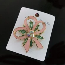1 szt. Romantyczna, urocza, emaliowana różowa wstążka z kokardą i kryształkami, broszka na Boże Narodzenie i Walentynki, akcesoria i biżuteria dla kobiet - Motyl - Zobacz 9