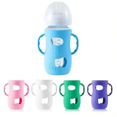 8oz Cartoon süße Silikon Babyflasche Griff - Passend für Weithalsflasche, flexibler Schutzüberzug, geeignet für Fütterungsflaschen, ausziehbar, bruchsicher
