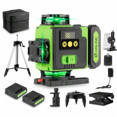 ONEVAN 16 Lines 4D Laser Levels 360 Horizontal Vertical Green Line Laser Level Self-Leveling Measure Leveling Tool