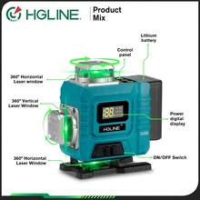 ONEVAN 16 Lines 4D Laser Levels 360 Horizontal Vertical Green Line Laser Level Self-Leveling Measure Leveling Tool - With 1.5m Tripod - View 5