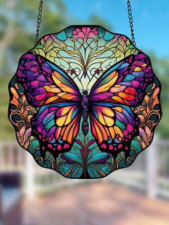 1pc Acrylic Butterfly Series Decorative Hanging Accessory, Round & Oval Shape, Suitable For Living Room, Bedroom, Kitchen, Entrance,Home Decor ,Room Decor,Wall Decor Gifts Birthday Graduation