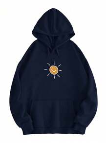 Sudadera con capucha casual de estampado de elementos para hombre para crear tu estilo personal - Azul Marino - Ver 2