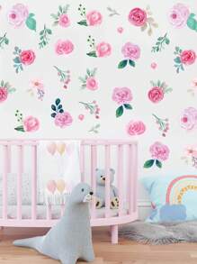 6 件水彩花朵窗贴，用于窗户、玻璃、墙壁装饰的派对装饰用品