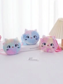 儿童毛绒猫斜挎包零钱包小学生节日礼物卡通包 - 彩色 - 查看 3