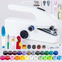 10pcs/44pcs/55pcs Set For Beginners, Mini Portable Quick Sewing Machine For Home Travel, DIY Handheld Sewing Equipment For Home Travel, Essential For Home Sewing And Gift Giving (Note: Can Only Be Used For Thin Fabrics/Accessories With Random Color)
