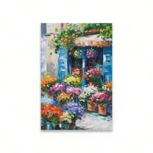 1PC Mediterranean Posters Coastal Balcony View Travel Print Santorini Church Art Print Greek Island Landscape Canvas Painting Wall Arts Decor No Frame Gifts Birthday Graduation