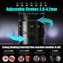1pc Wireless Tattoo Machine Pen, Adjustable Stroke Length (2.0-4.2mm), Suitable For Beginners And Tattoo Artists, 1600mAh Color Screen Digital Display, Wireless Power Supply - Black - View 3