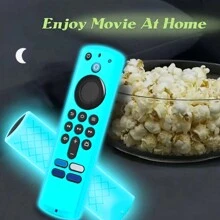 2 pièces Étui en silicone pour la télécommande Fire Stick, étui de protection pour la télécommande Alexa Fire TV Remote 4K de remplacement compatible avec l'étui de la télécommande Fire Stick, anti-dérapant, luminescent dans le noir