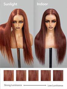 Reddish Brown 13x4 Lace Front Wigs Human Hair Pre Plucked Straight Lace Frontal Wigs Human Hair 180% Density Copper Red Hair Wig For Women - Dark Brown - View 6