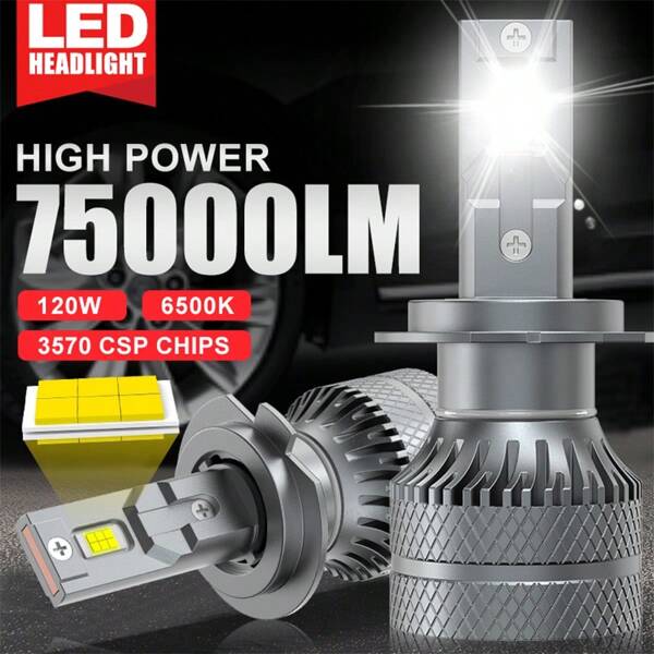 JINGMA 2pcs LED Headlight Bulbs, Fits Vehicles, 9005/HB3 9006/HB4 9007 H1 H4 H7 H11 H13, 65000LM Super Bright 6500K White, 140W High Power With Cooling Fan, 12V Aluminum LED Lights, Easy Installation (Batteries Not Included)