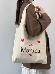 Bolso de hombro de lona personalizado, bolso de mano personalizado, un regalo memorable, se puede personalizar con tu diseño único, úsalo tú mismo o regálaselo a otros, para amigos, mamá, maestros, bolso de gran capacidad para mujeres, bolso escolar, gran capacidad, plegable, portátil, ligero, para adolescentes, mujeres estudiantes universitarias, trabajadores de cuello blanco, universidad, perfecto para la oficina, escuela primaria, vacaciones, playa, el mejor regalo del Día del Maestro Bolsos para señoras