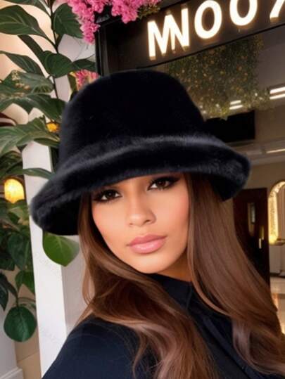 1pc Solid Color Bucket Hat, Casual Outdoor Series, Women Autumn/Winter