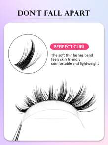 Asiteo 150片D型卷翘蓬松假睫毛簇，打造自然浓密睫毛妆效，纤细轻盈，DIY睫毛嫁接，女士眼妆，新手友好，可重复使用，单根假睫毛，假睫毛 - 黑色 - 查看 3