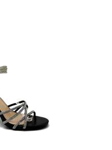 Tacones con cordones de strass REVREAL - Deslumbra en cada paso, sandalias de verano elegantes para mujeres para el Día de San Valentín - Negro - Ver 2