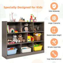 Lifezeal 3-Tier Open Bookcase 8-Cube Bookshelf Storage Display Cabinet French Oak Grey/White/Yellow/Natural - 灰色 - 查看 5