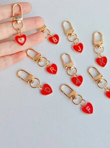 Letter Heart Pendant Keychain, Initial Letters A-Z Bag Pendant,Alloy Fashion Charm Key Ring,With Carabiner,Personalized Initial Key Holder For Backpack,Wallet,Headphone Case,For Friends, Family, And Couples Ideal Gift