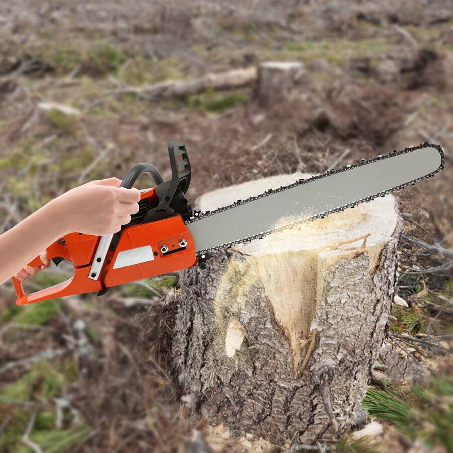 Rainaut 24 Inch 65CC 3.4KW Air Cooled Gas Chainsaw, Powerful Small 2 Stroke Gas Chainsaw, Handheld Cordless Gasoline Chainsaw Set For Cutting Wood And Branches | US STOCK - 橘色 - 查看 1