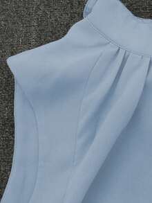 Elegant Sleeveless Neckline Ribbon Tied Design Versatile Summer Top - Blue - View 6