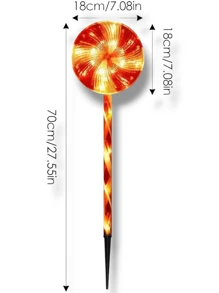 Set de 5 Estacas para Cesped con Luz LED Caramelo Paleta Navideño Recarga Solar Decoracion Exterior - Multicolor - Ver 2