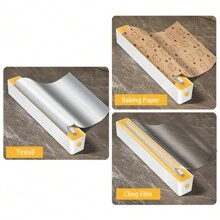 1pc 2-In-1 Kitchen Cling Film Dispenser With Cutter, Plastic Food Wrap Roll Holder - Multi-Functional Plastic Cutter For Cling Film, Baking Paper, And Foil - Essential Kitchen Organizer For Food Preservation And Storage - One Size - View 8