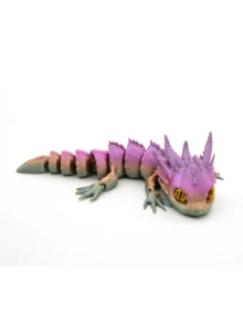 3D Printed Mini Dragon Figurine With Realistic Eyes, Multi-Color Gradient Holographic Decor Toy - Multicolor - View 3