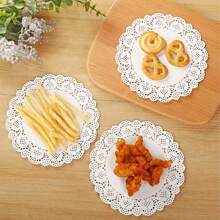 100 Pcs Round White Paper Doilies, Lace Paper Placemat, Doily Disposable Paper Table Mat, Suitable For Food, Cake, Crafts, Parties, Weddings, Tableware Decoration,Round Paper Doilies Disposable Decoration For Table Decoration, Banquets, Birthdays, Holidays, Parties - White - View 6
