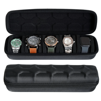 Caja organizadora para relojes para hombres o mujeres, estuche de viaje, soporte portátil para el almacenamiento y exhibición de relojes de pulsera y relojes inteligentes