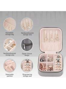 AMAZING VISION Caja De Joyería, Caja De Almacenamiento De Joyas De Varios Compartimentos De Color Sólido Moderno Para Hogar Y Viaje, Regalo - Color al azar. - Ver 2