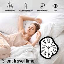 1 pieza Reloj de pared moderno y artístico de 12-16 pulgadas con diseño asimétrico retorcido de madera - Funciona con batería, silencioso y adecuado para sala de estar, dormitorio, habitación estética, cocina, comedor, oficina, decoración de pared del hogar, decoración de pared de galería de arte, regalo para amigos (Batería no incluida)