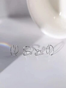 2pcs/Set Simple & Double Layer Clip-On Earrings, Couple Earring Accessories, Unisex Christmas, New Year, Valentine's Day Holiday Gift