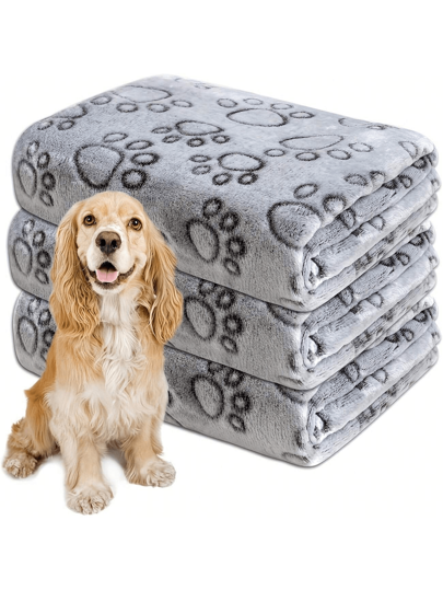1 Pc Soft Dog Blanket Warm Flannel Puppy Blanket For Small Medium Dogs Paw Print Puppy Cat Blanket Flannel Throw For Small Medium Dogs