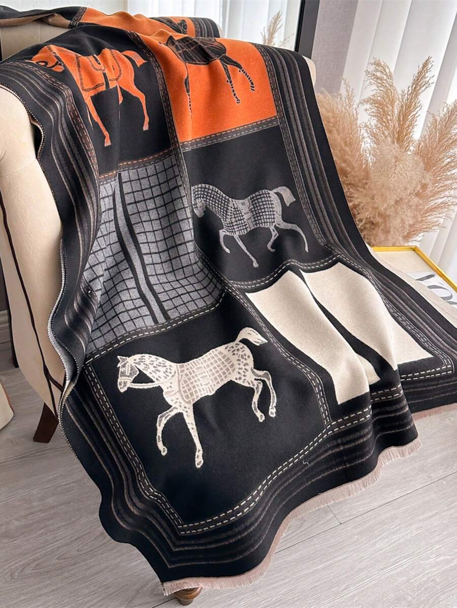 قطعة واحدة من الوشاح/الطرحة النسائية المصنوعة من لمسة كشمير مزيف ذو نسيج الجاكارد ذو الحشوة السميكة والدافئة للاستخدام اليومي متعددة الاستخدامات