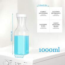 1PC 1000ml Laundry Detergent Dispenser Plastic Softener Dispenser Liquid Laundry Container Scent Booster Cans With 4pcs Labels Laundry Room Orgnaizer - Clear - View 3