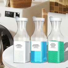 1PC 1000ml Laundry Detergent Dispenser Plastic Softener Dispenser Liquid Laundry Container Scent Booster Cans With 4pcs Labels Laundry Room Orgnaizer - Clear - View 1
