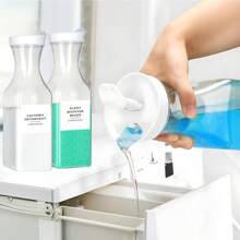 1PC 1000ml Laundry Detergent Dispenser Plastic Softener Dispenser Liquid Laundry Container Scent Booster Cans With 4pcs Labels Laundry Room Orgnaizer - Clear - View 4