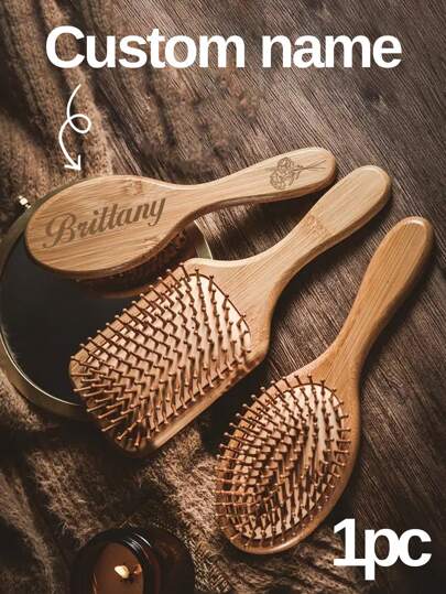 1pc Personalized Engraving Bamboo Combs, Custom Bridal Comb, Custom Bridesmaid Proposal Gift, Custom Name Massage Combs, Gifts For Maid Of Honor, Bridal Shower Gift, Bachelorette Party Gift Personalized Wooden Hair Brush For Women, Customized Name & Birth Flower Hair Brush Gift, Multi-Functional, High-Quality, Colorful, Modern, Custom, Personalized, Unique, Ideal Gifts For Him, For Anniversaries, For Valentine's Day, For Father's Day, For Graduation, For Weddings, For Housewarming, Gala Night,Customized Wedding Crafts,Home Refresh