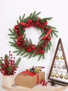 12/6/1pc Artificial Red Lingonberry/Cowberry Fruits, Holiday Decorative Fake Berries - Multicolor - View 1