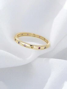 ESBERRY 1pc S925 Sterling Silver Mansur Ring, Exquisite Jewelry, Gift For Women - Gold - View 5