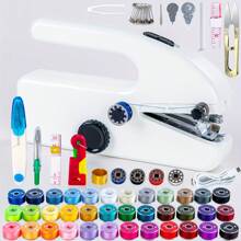 10pcs/44pcs/55pcs Set For Beginners, Mini Portable Quick Sewing Machine For Home Travel, DIY Handheld Sewing Equipment For Home Travel, Essential For Home Sewing And Gift Giving (Note: Can Only Be Used For Thin Fabrics/Accessories With Random Color)