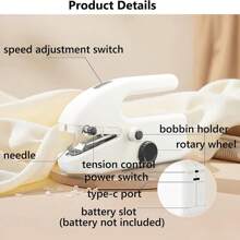 10pcs/44pcs/55pcs Set For Beginners, Mini Portable Quick Sewing Machine For Home Travel, DIY Handheld Sewing Equipment For Home Travel, Essential For Home Sewing And Gift Giving (Note: Can Only Be Used For Thin Fabrics/Accessories With Random Color)