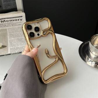 1 pieza Funda de teléfono con forma de serpiente hueca y estilo elegante, con electrochapado, funda de teléfono suave de TPU con patrón de serpiente personalizado compatible con iPhone 17/17 Pro/17 Pro Max/17 Air, 16 Pro Max, 15, 14, 13, 12, 11, Galaxy S22, S23, S24, S25, S23 FE, S22 Ultra, S23 Ultra, S24 Ultra, S25 Ultra, A06, A16, A26, A36, A54, A55, A14, A15
