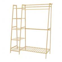 Living And Home Bamboo Bedroom Garment Clothes Rack Natural 130cm\110cm - Natural 130cm W X 40cm D X 140cm H - View 2