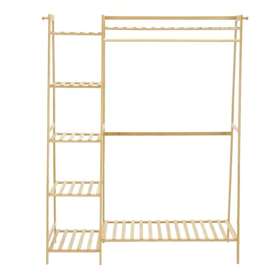 Living And Home Bamboo Bedroom Garment Clothes Rack Natural 130cm\110cm - Natural 130cm W X 40cm D X 140cm H - View 1