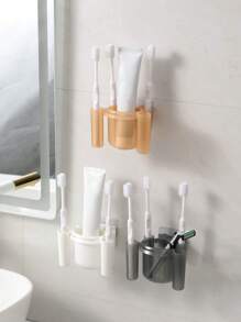 1 件自粘式壁挂牙刷架，防水牙刷挂钩，3 合 1 带牙刷架牙膏架和漱口杯架，适用于浴室淋浴返校 - 彩色 - 查看 4