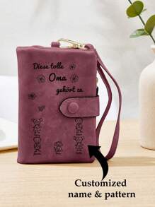 1PCCustom New Fashion Women's Wallet, Personalized Leather Women's Wallet, Customizable Name, Doll Pattern, Mother's Day Gift, Gift For Her And Mom, Card Slot Wallet, Large Capacity Valentines, Purses And Bags Women - Multicolor - View 1