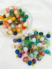 12pcs Random Color Glass Apple & Leaf Decor Handmade DIY Jewelry Accessories